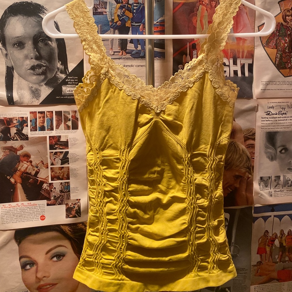 Y2K yellow corset like tank top